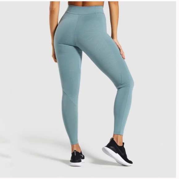 GYMSHARK Lustre Stormy Turquoise Leggings Topo Map Size Small (Est.) - Picture 2 of 10